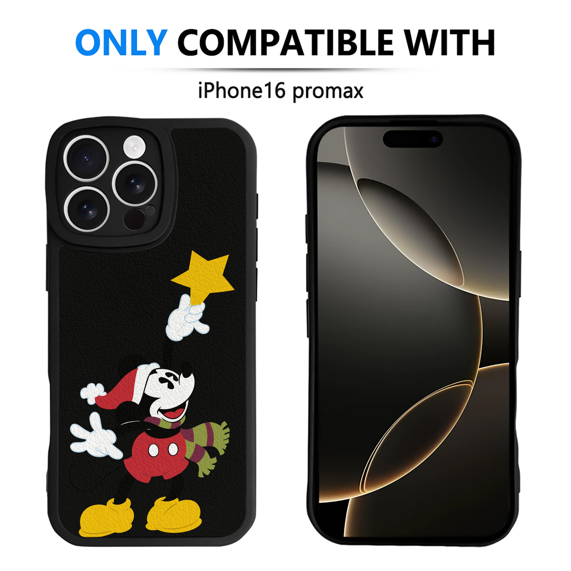 （画像用） ミッキーマウス Mickey Mouse 【iPhone 16シリーズ対応】シリコンスマホケース（レザー調） 材質：シリコン